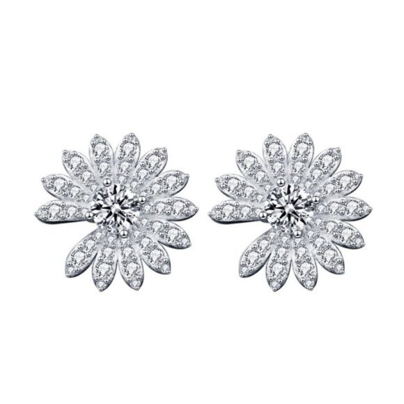 Certified 1ct. t.w. Diamond Moissanite Daisy Flower Stud Earrings NEW - Picture 2 of 10